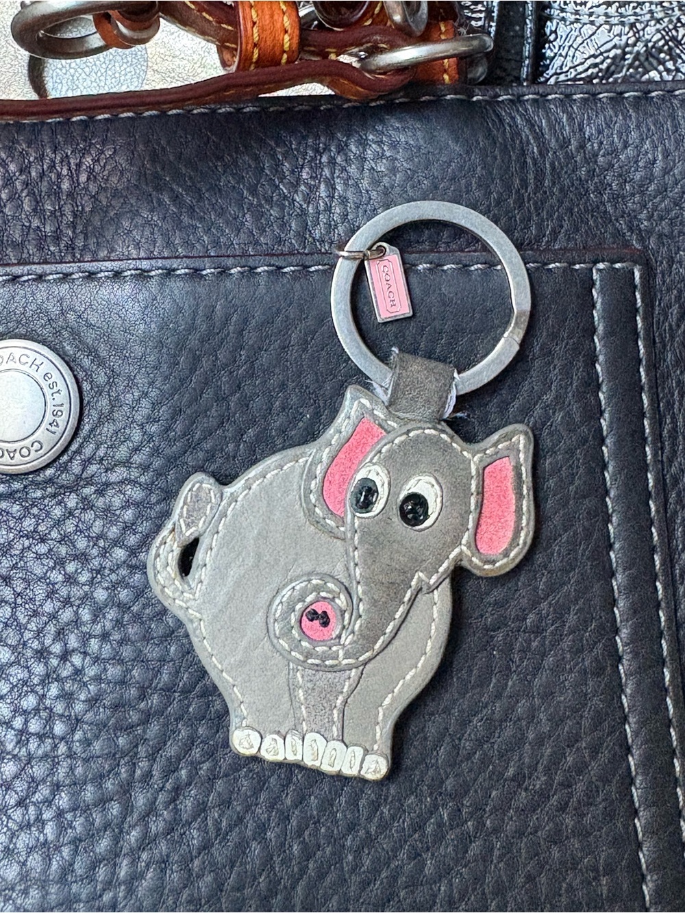 Coach elephant bag charm